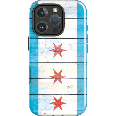 Chicago Flag Light Wood iPhone 16 Pro Impact Case
